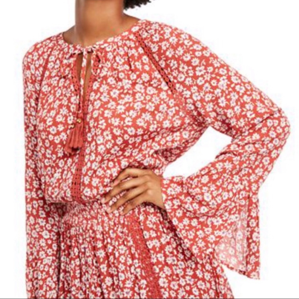AMERICAN RAG Bell Sleeve Floral Boho Dress L